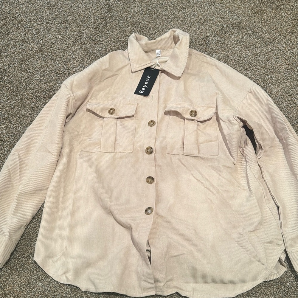 Cream Corduroy Shacket